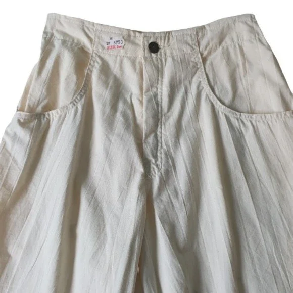 NEW Size 8 L29" Vintage High Waist Cream Speckled Trousers - Picture 2 of 10